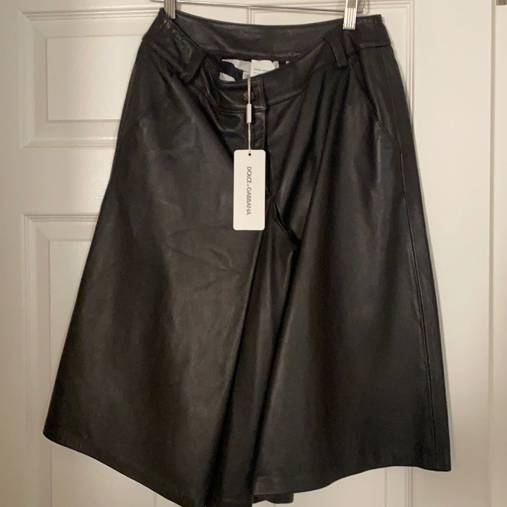 Dolce Gabbana Leather Culottes Gauchos Skirt
